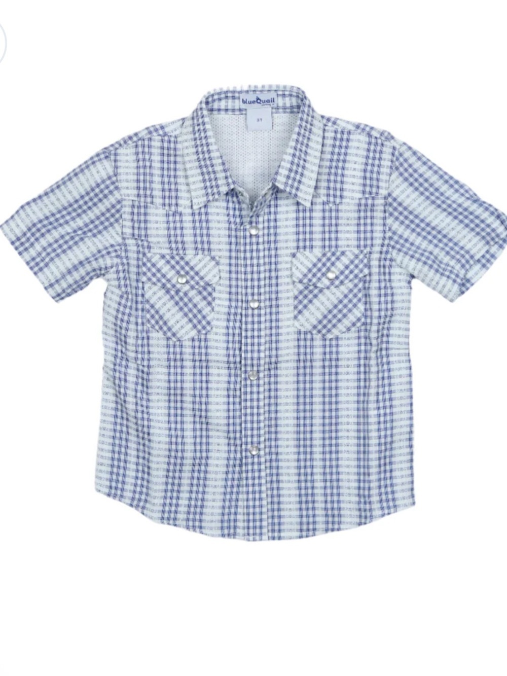 Blue Quail Navy Plaid Pearl Snap Short Sleeve Shirt western rodeo performance